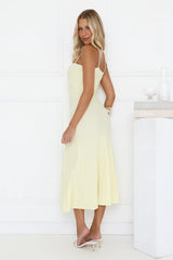 Tennis Club Knit Pleated Midi Dress Yellow
